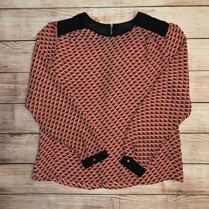 Worthington Geometric Print Chiffon Blouse